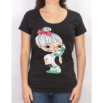Geniş Yaka Siyah  Tişört - Kadın - Görsel 5