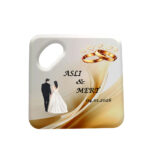 Nikah Nişan Kına ve Özel Günler için Kişiye Özel Tasarlanabilen Kare Bardak Altlığı Magnet Açacak