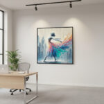 Modern İmpasto Balerin MDF Tablo - Siyah Çerçeveli Özel Tasarım - 40 X 60 cm - Görsel 3