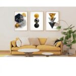 Duvar Ev Ofis Dekorasyonu için  Bohem 3’lü Çerçeveli Tablo Seti - Görsel 3