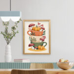 Mutfak Kafe Restoran Dekoru için Sonbahar Temalı Çerçeveli tablo