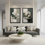 Modern Soyut 2’li Çerçeveli Tablo Seti - Modern Dekorasyonun Tamamlayıcısı - Görsel 2