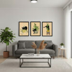 "Yaramaz Kedi Serisi 3 Parça MDF Çerçeveli Tablo - Salon ve Oturma Odası Dekoru"