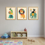 Safari Serisi - 3’lü Modern Hayvan Figürlü Çerçeveli MDF Tablo Seti - Görsel 3