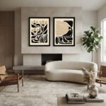"Mimari Tasarım 2'li Duvar Sanatı Seti | Modern Geometrik Tablo | 40 x 60 Özel Mat Siyah Çerçeveli"