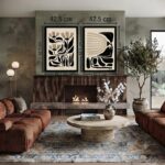"Mimari Tasarım 2'li Duvar Sanatı Seti | Modern Geometrik Tablo | 40 x 60 Özel Mat Siyah Çerçeveli" - Görsel 2