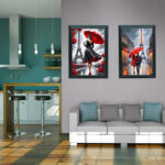 Duvar Ev Ofis Dekorasyonu için  40x60 2'li Çerçeveli Tablo Seti