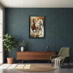 Duvar Ofis Ev Dekarasyonu için  At Figürlü  Çerçeveli Tablo - Görsel 2