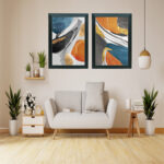 "Mimari Tasarım 2'li Duvar Sanatı Seti | Modern Geometrik Tablo | 40 x 60 Özel Mat Siyah Çerçeveli" - Görsel 4