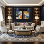 "Mimari Tasarım 2'li Duvar Sanatı Seti | Modern Geometrik Tablo | 40 x 60 Özel Mat Siyah Çerçeveli" - Görsel 2