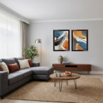 "Mimari Tasarım 2'li Duvar Sanatı Seti | Modern Geometrik Tablo | 40 x 60 Özel Mat Siyah Çerçeveli"