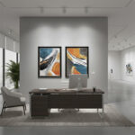 "Mimari Tasarım 2'li Duvar Sanatı Seti | Modern Geometrik Tablo | 40 x 60 Özel Mat Siyah Çerçeveli" - Görsel 3