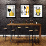 Kafe Bar Restoran Dekorasyonu İçin 3’lü Modern Çerçeveli Duvar Tablo Seti - Görsel 2
