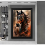 Duvar Ofis Ev Dekarasyonu için 40 x 60 At Figürlü  Çerçeveli Tablo